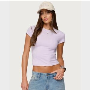 Edikted Lavender Cropped Crewneck Tee